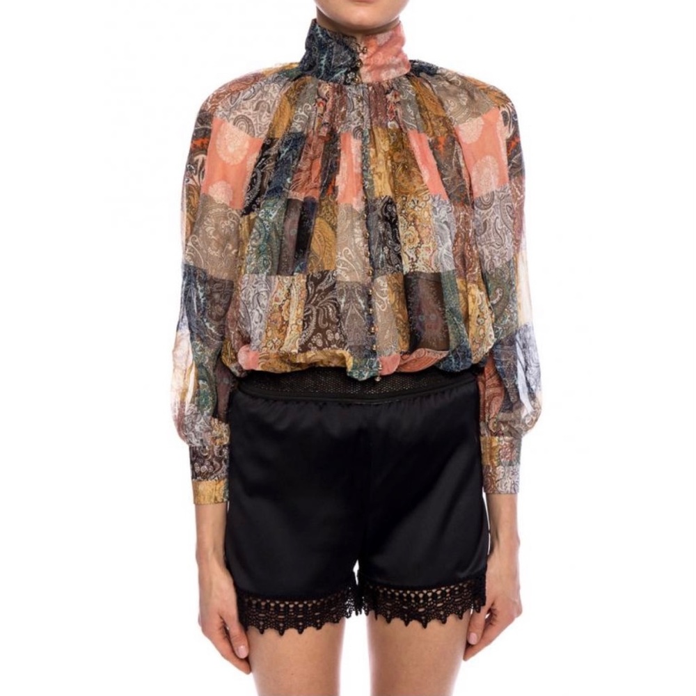 Zimmermann Paisley Motif Silk Button Down Blouse